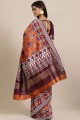 Banarasi Saree in Orange with Banarasi silk Weaving