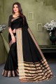 Black Saree in Weaving Cotton and silk