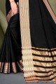 Black Saree in Weaving Cotton and silk