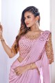 Pink Hand,embroidered Rayon Party Wear Saree