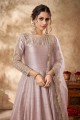 Purple Anarkali Suit in Art silk with Embroidered