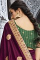 Zari,embroidered Saree in Wine  Silk