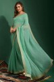 Chiffon Saree in Embroidered Sea green with Blouse