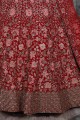 Red Bridal Lehenga Choli Velvet in Embroidered