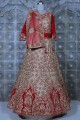 Bridal Lehenga Choli in Red Velvet embroidered