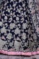 Blue Bridal Lehenga Choli in Velvet with Embroidered