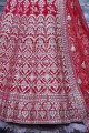 Bridal Lehenga Choli in Red with Embroidered Velvet