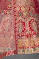 Bridal Lehenga Choli Embroidered in Red Velvet