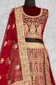 Bridal Lehenga Choli in Embroidered Velvet Maroon