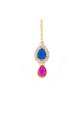 American Diamond And Stone Blue, Pink & Golden Necklace Set