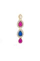 American Diamond And Stone Blue, Pink & Golden Necklace Set