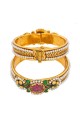 American Diamond, Pearls, Beads & MeeMetal kari White, Pink, Green & Golden Kada