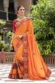 Contemporary Orange Silk Saree