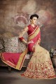 Red And Beige Georgette And Net Saree