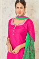Rani Pink Banarasi Jacquard Churidar Suit