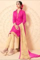 Stunning Pink Chanderi Churidar Suit