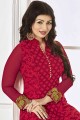 Fashionable Red Georgette Churidar Suit
