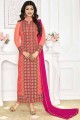 Traditional Peach Georgette Churidar Suit