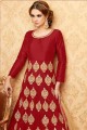 Red Banglori Silk Anarkali Suit