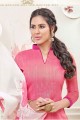 Light Pink Banarasi Jacquard Churidar Suit