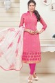 Light Pink Banarasi Jacquard Churidar Suit