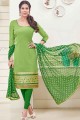 Contemporary Green Banarasi Jacquard Churidar Suit