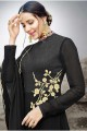 Black color Chiffon & Art Silk Anarkali Suit