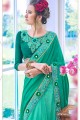 Teal Green color Art Silk & Net Saree