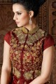 Maroon color Art Silk Anarkali Suit