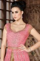 Pink color Net Anarkali Suit