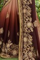 Brown color Silk Georgette Saree