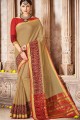 Appealing Khakhi color Cotton Silk Saree