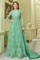 Sea Green color Art Silk & Net Anarkali Suit