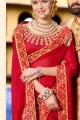Indian Ethnic Red color Georgette Saree