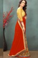 Red & Yellow color Georgette Saree