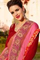 Pink color Silk Chiffon saree