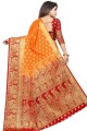 Orange Art Silk Weaving Saree with Blouse