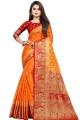 Orange Art Silk Weaving Saree with Blouse