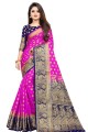 Rani Pink Art Silk Saree with Weaving