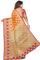 Weaving Art Silk Saree in Orange with Blouse