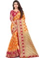 Weaving Art Silk Saree in Orange with Blouse