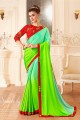 Sea Green & Parrot Green Soft Silk saree