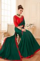 Glorious Pine Green Soft Silk saree