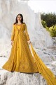 Yellow Net & Art Silk Anarkali Suit