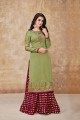 Light Green Georgette Pallazzo Pant Palazzo Suits in Satin