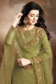 Olive Green Silk Pallazzo Pant Palazzo Suits with Silk