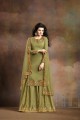 Olive Green Silk Pallazzo Pant Palazzo Suits with Silk
