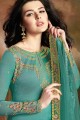 Silk Palazzo Suits in Turquoise Blue Silk