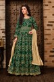 Dark Green Anarkali Suits with Silk Taffeta