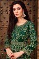 Dark Green Anarkali Suits with Silk Taffeta